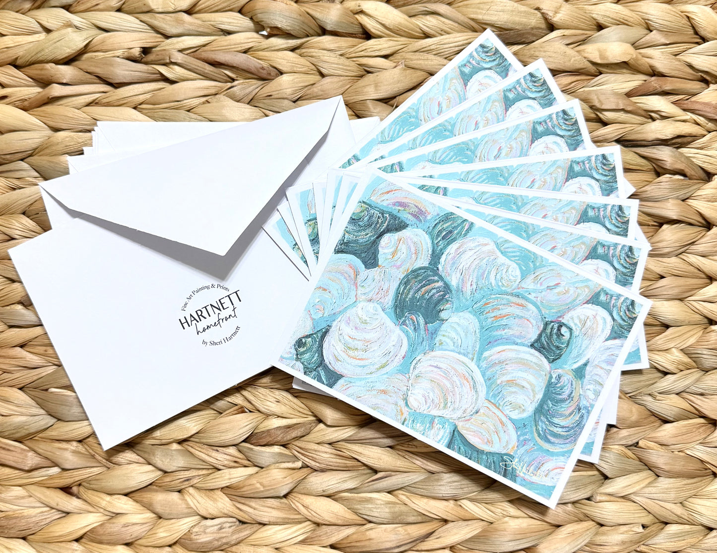 Blank Card Set of 8 - Colorful Clams