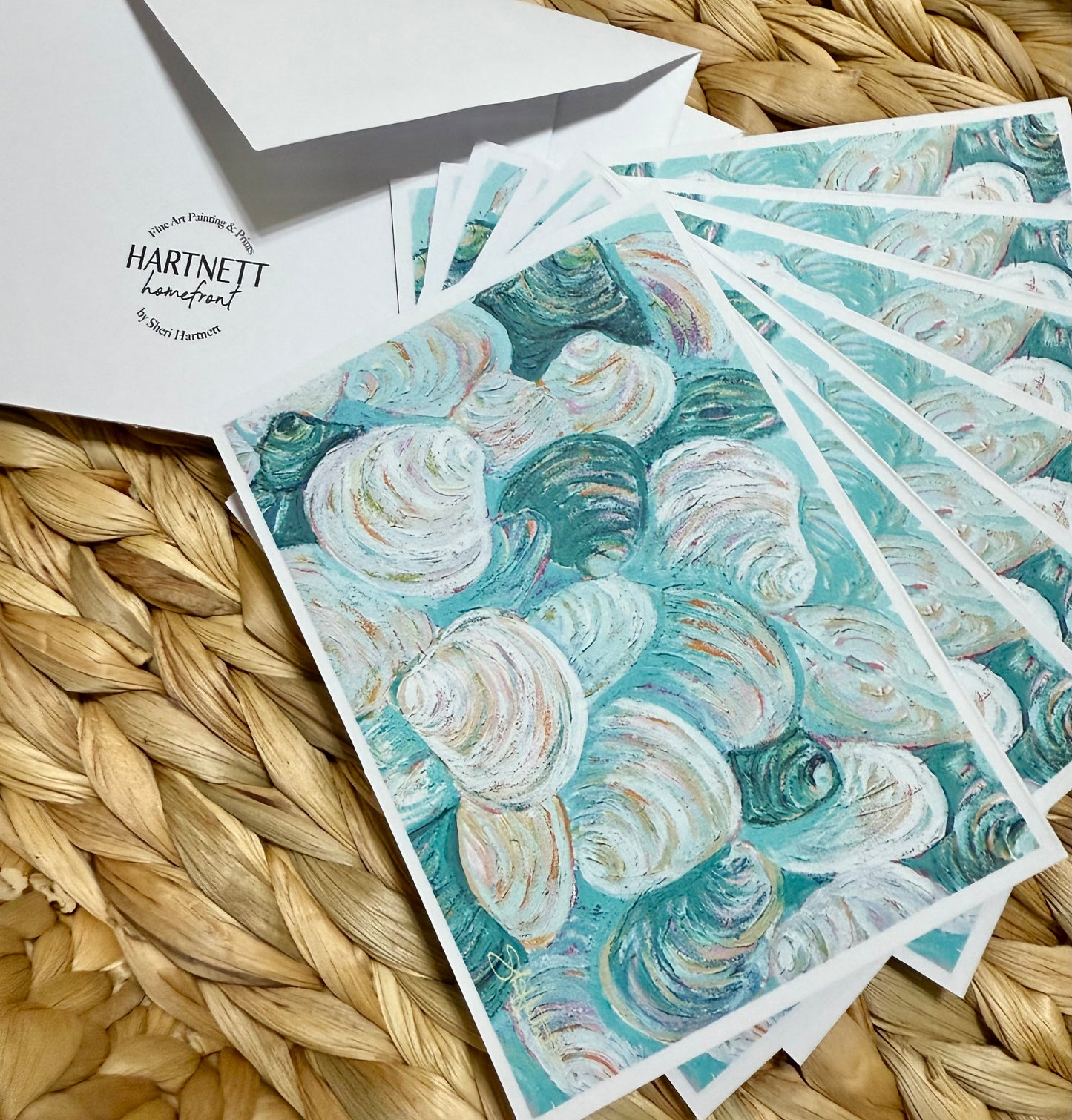Blank Card Set of 8 - Colorful Clams