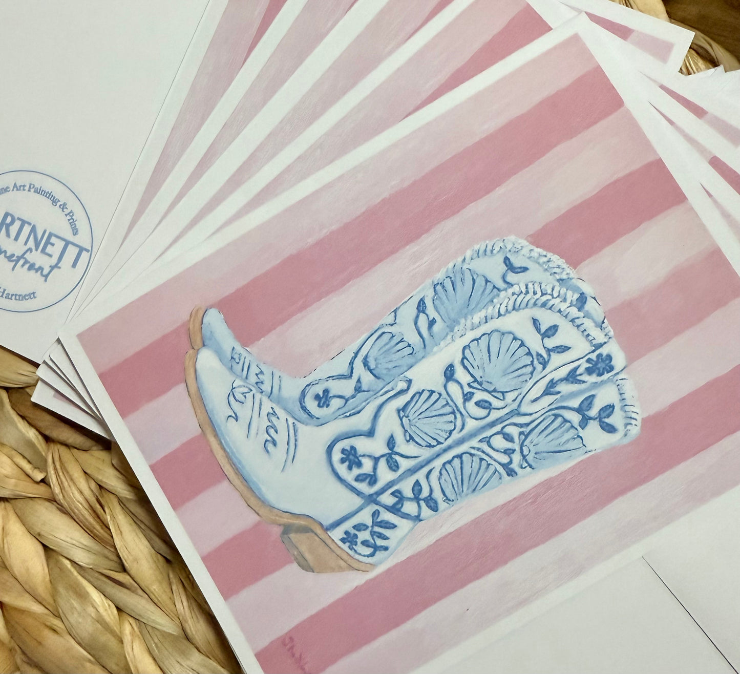 Large Blank Card Set of 6- Coastal Cowgirl Boots