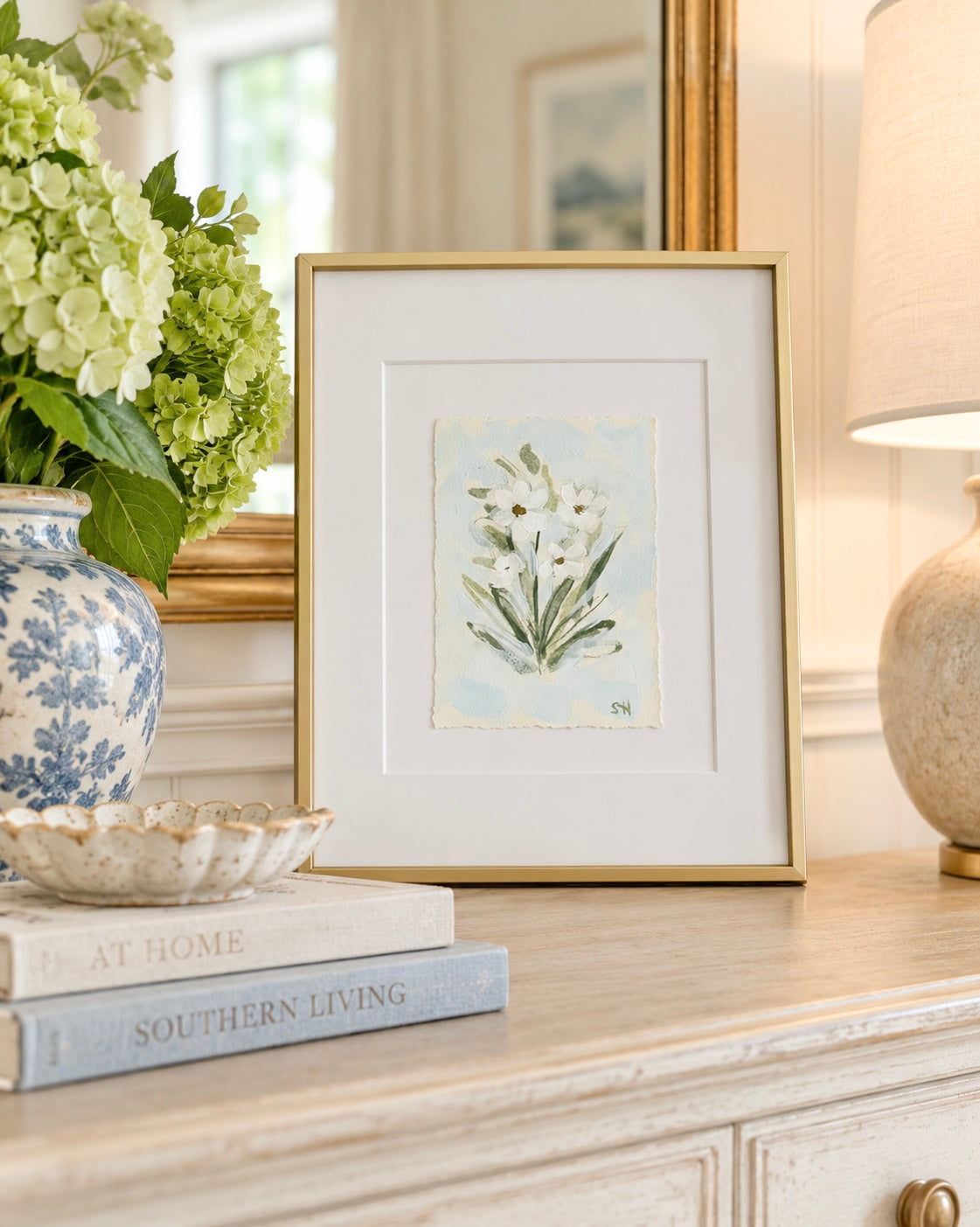Original Floral Acrylic Painting | 5x7 Deckled Edge Paper