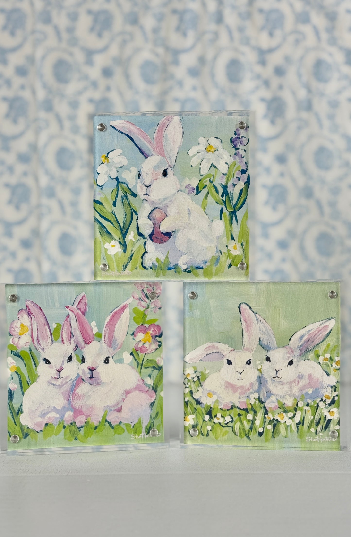 Bunny Art Prints – Acrylic Framed Spring Nursery Decor