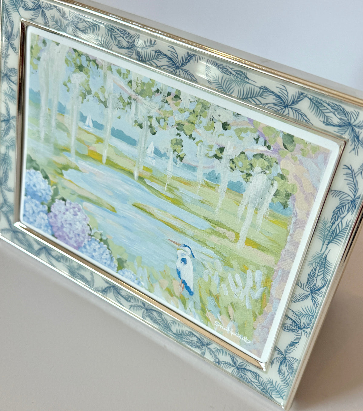 Lowcountry Lullaby Framed Fine Art Print - Silver & Blue Palm Frame