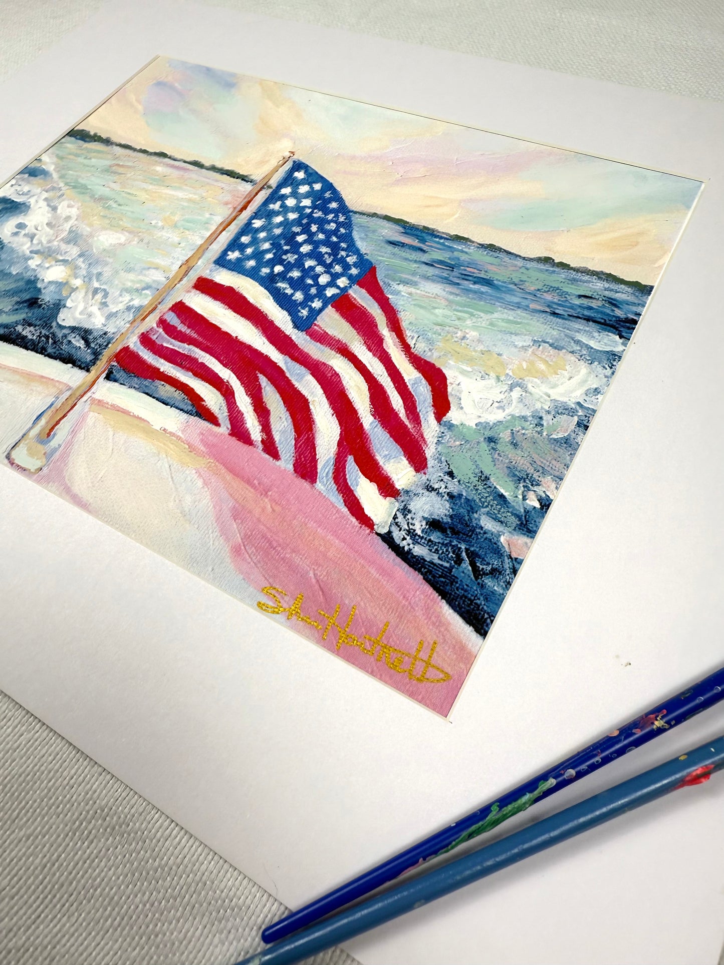 Hand-embellished -"Salt Life" Boat -Canvas Print 8x10