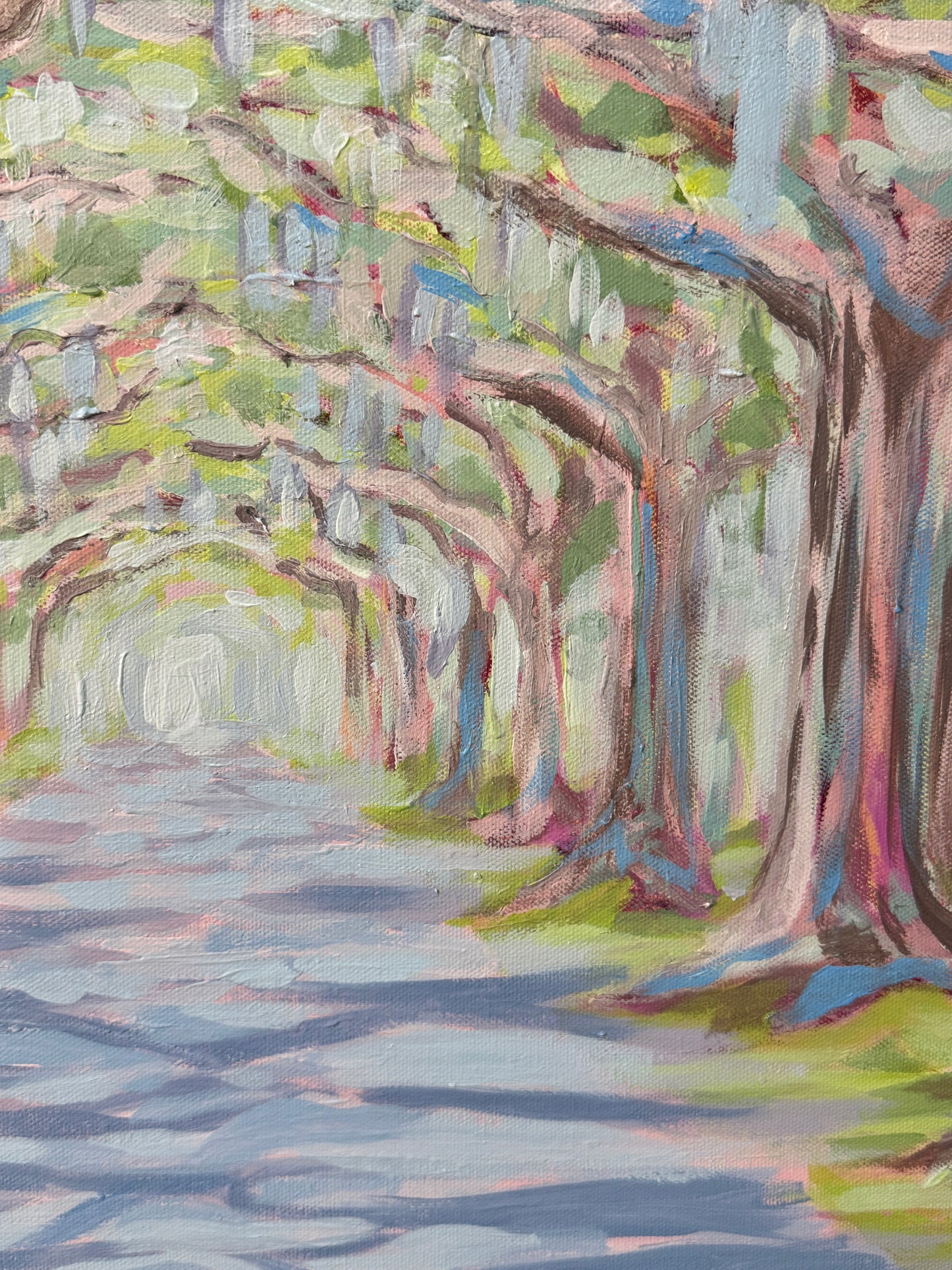 Under the Oaks — Original 30x24 Live Oak Alley Painting (Lowcountry Landscape)