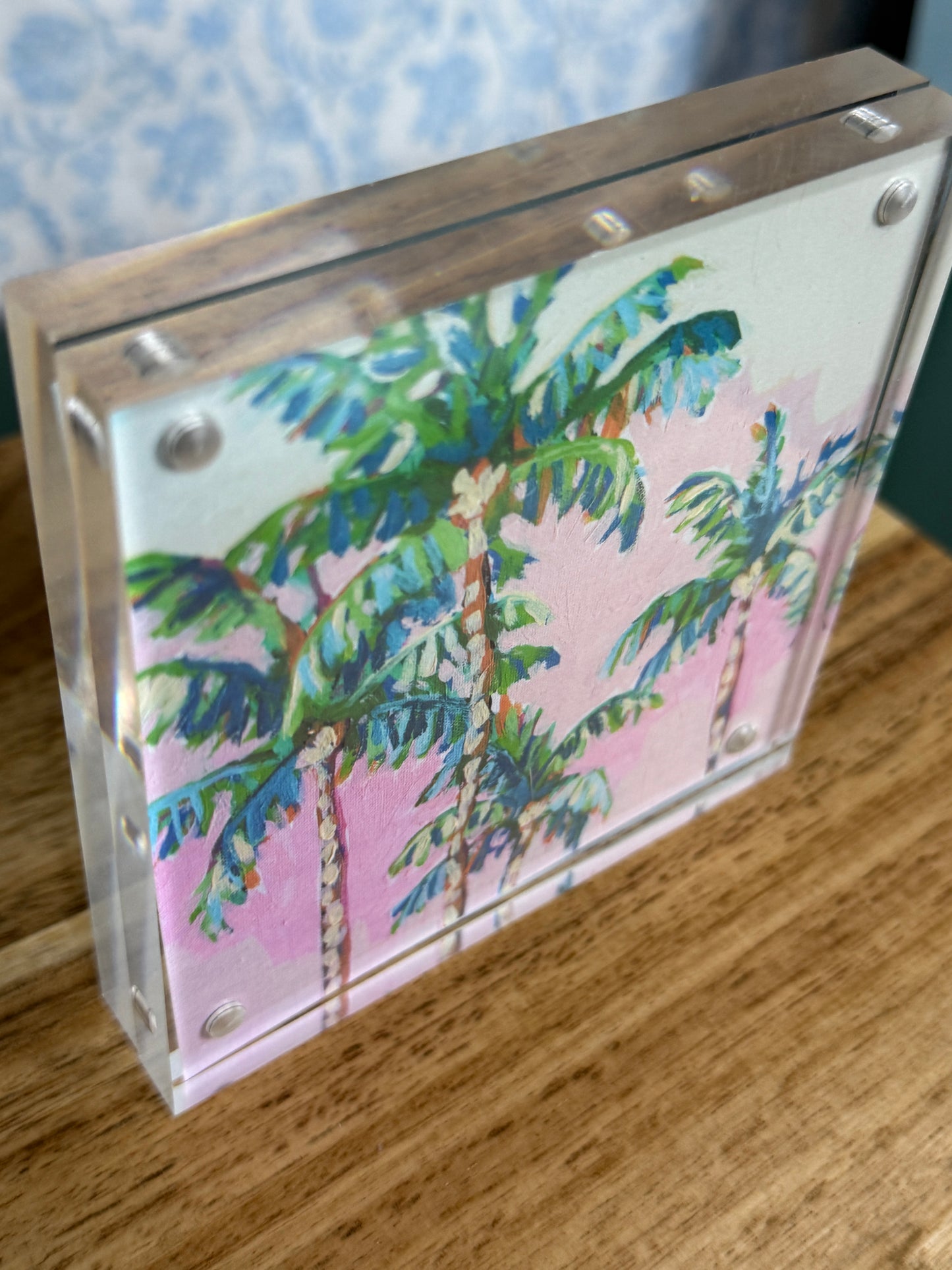 Sunset Palms – Coastal Palm Tree Acrylic Block Art Print | 4x4 Pack of 4 or 8x8 Pack of 2 | Wholesale Tropical Coastal Decor