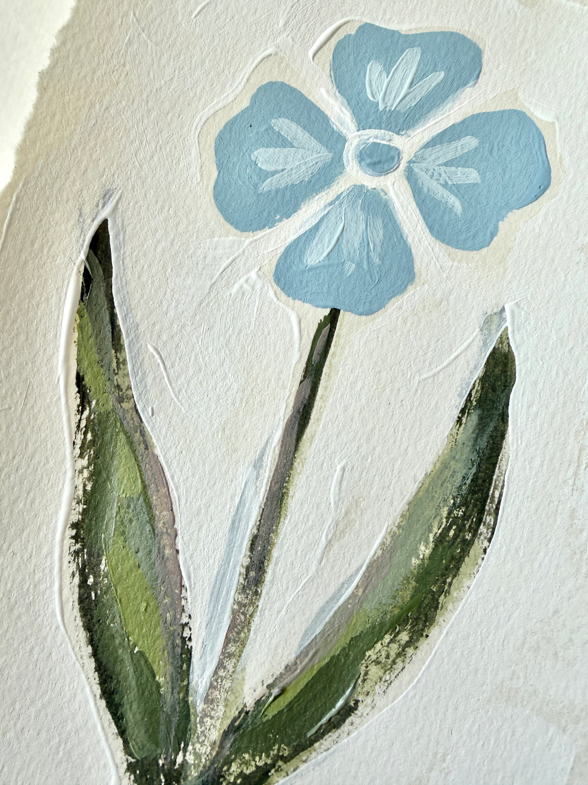 Original Floral Acrylic Painting | 5x7 Deckled Edge Paper