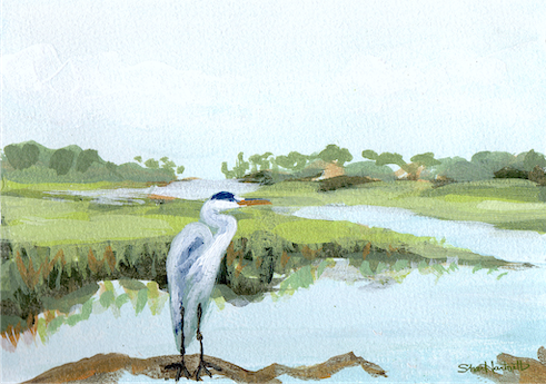 Peaceful Heron-Lowcountry Coastal Calm Collection
