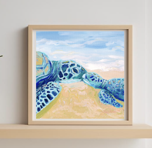 Sea Turtle "First Meeting" - Giclee Print