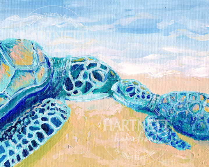 Sea Turtle "First Meeting" - Giclee Print