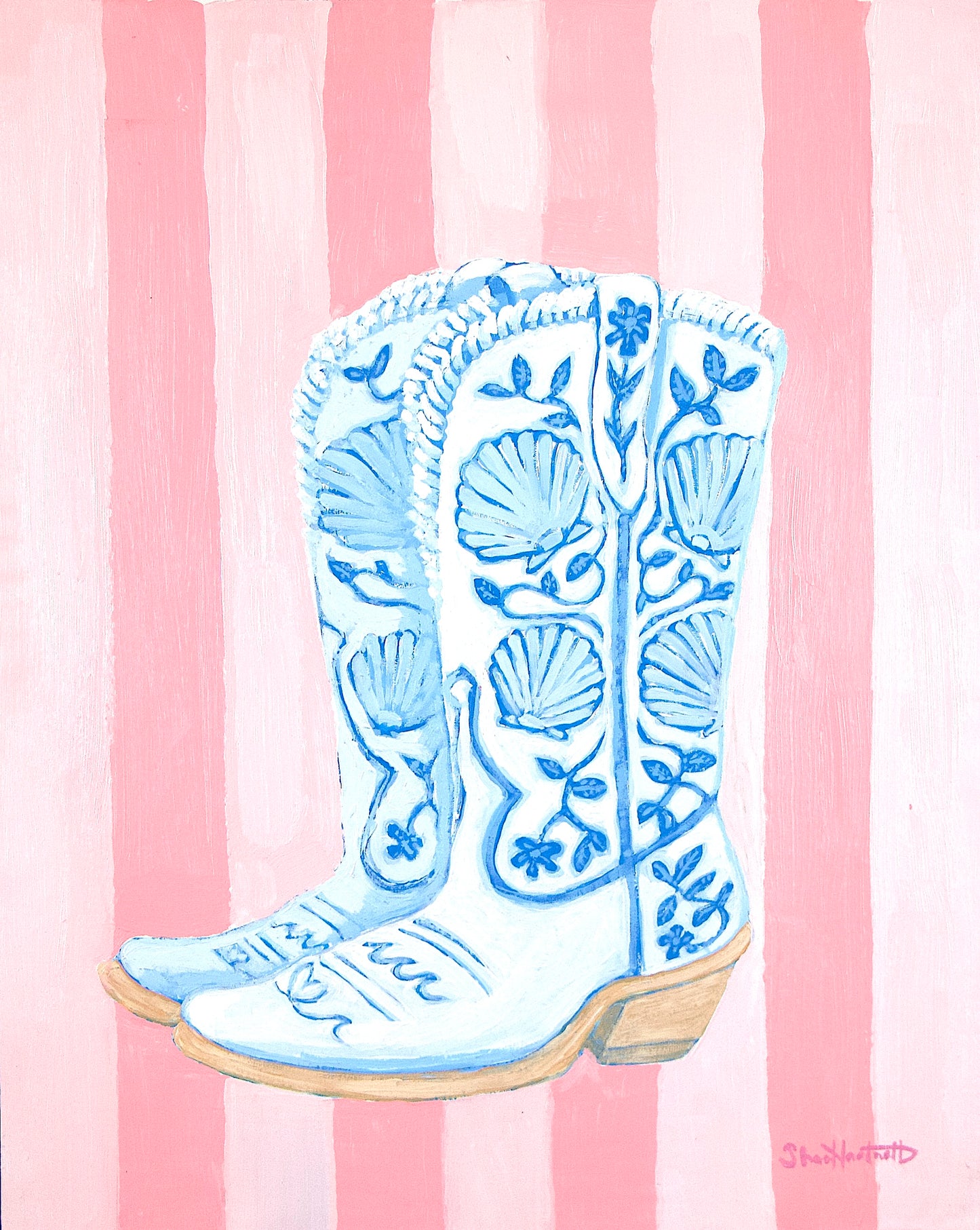 Coastal Cowgirl — Shell Boots Fine Art Print