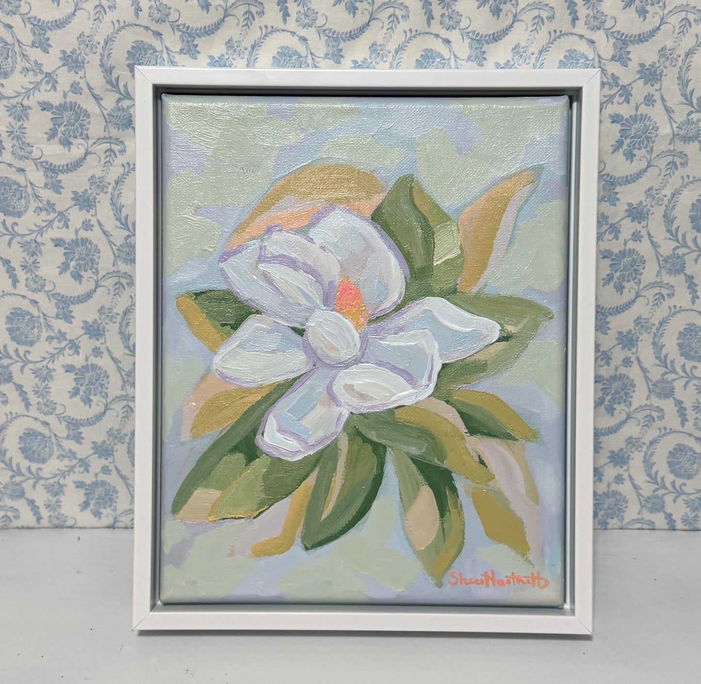 Magnolia Daydream – Original Magnolia Painting 8x10 Framed | Southern Coastal Floral Wall Art