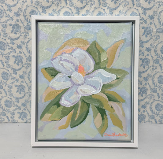 Magnolia Daydream – Original Magnolia Painting 8x10 Framed | Southern Coastal Floral Wall Art