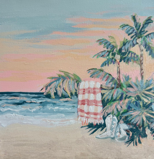 "Boots on the Beach" Original Acrylic Painting- Seaside Collection