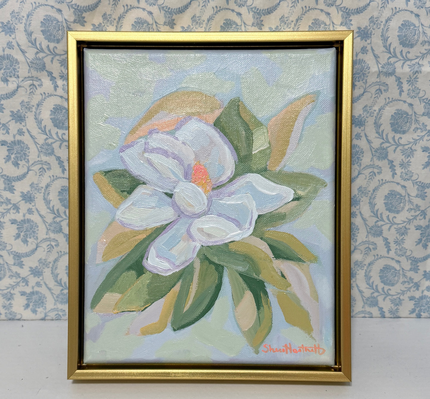 Magnolia Daydream – Original Magnolia Painting 8x10 Framed | Southern Coastal Floral Wall Art