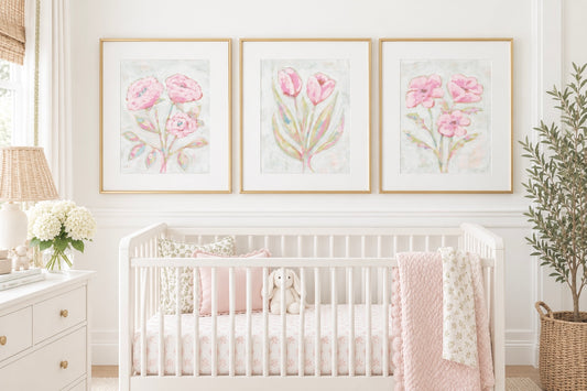 Blushing Blooms - Floral Fine Art Print or Set of 3