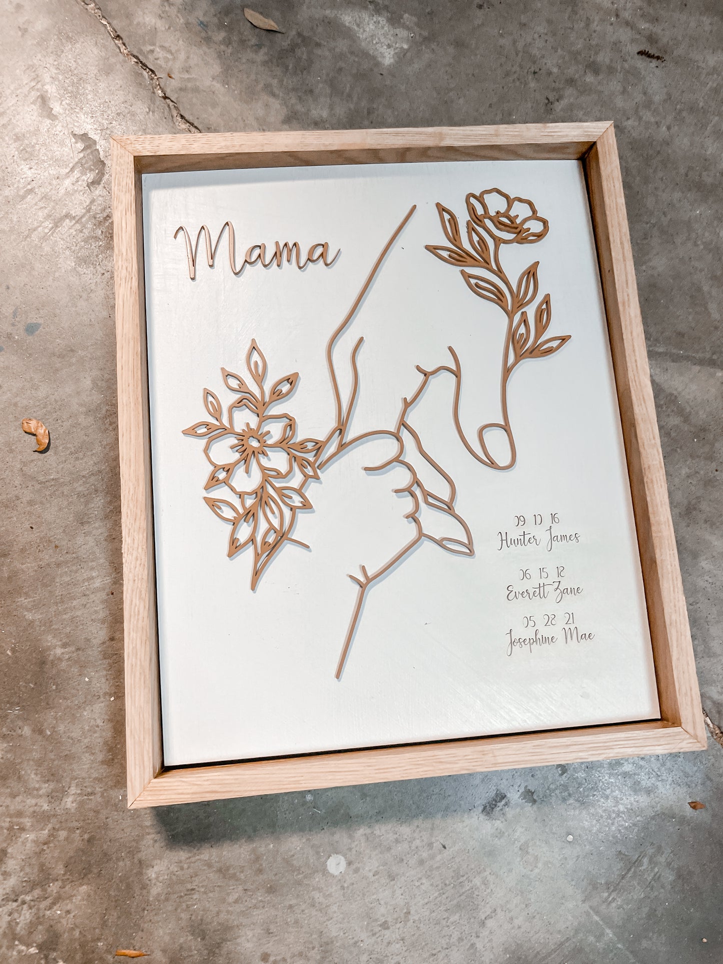Mother and Child Floral Line Art-Personalizanble-Mothers Day Gift