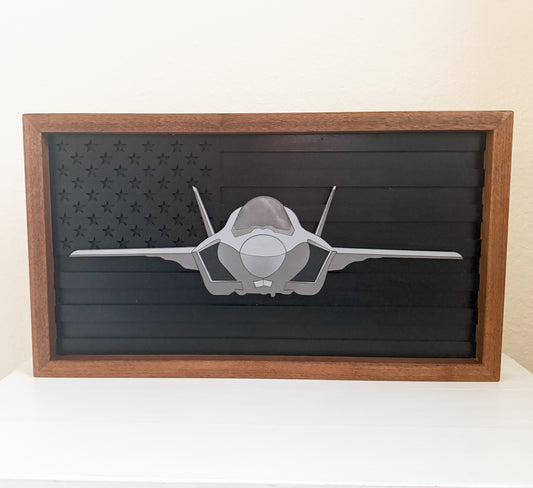 F-35 Flag Wood Art