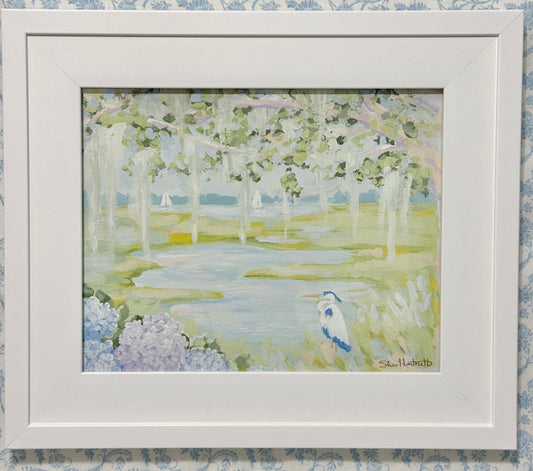 “Lowcountry Lullaby” framed print | Heron Marsh Scene