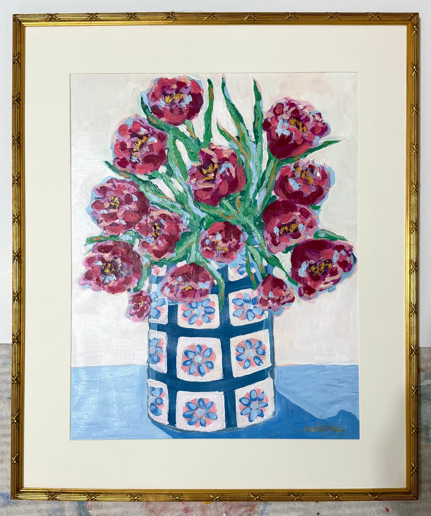 Dancing Tulips- Original Framed Painting