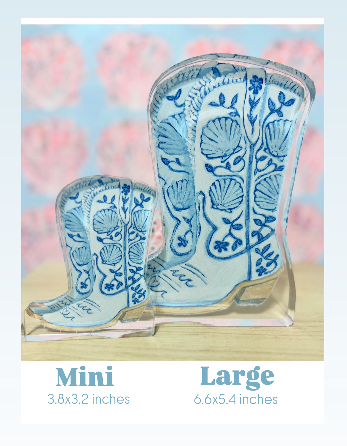 Coastal Cowgirl Boots Acrylic Block Cutout-Stand-Alone