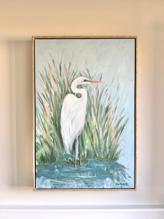 Quiet Sentinel - Original Great White Heron Acrylic Painting