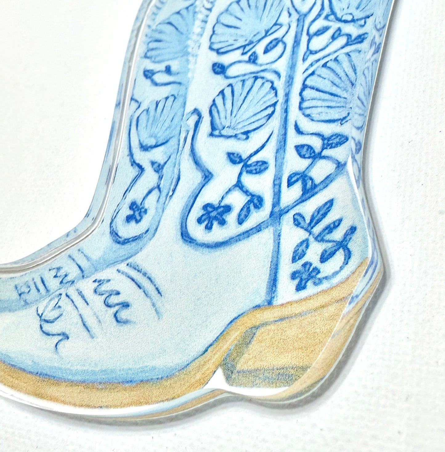 Acrylic Ornament “Coastal Cowgirl” Shell Boots