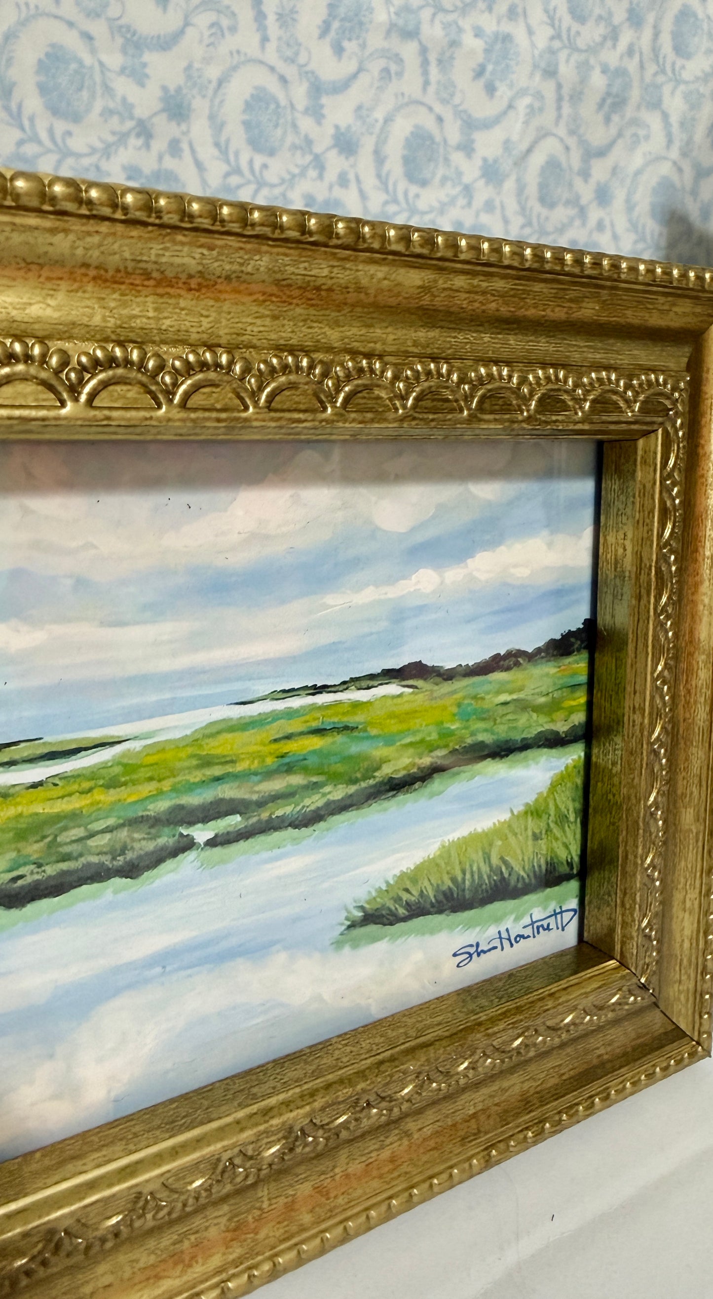 Endless Blue Marsh – 4x6 Framed Archival Fine Art Print (6x8 Gold Frame)