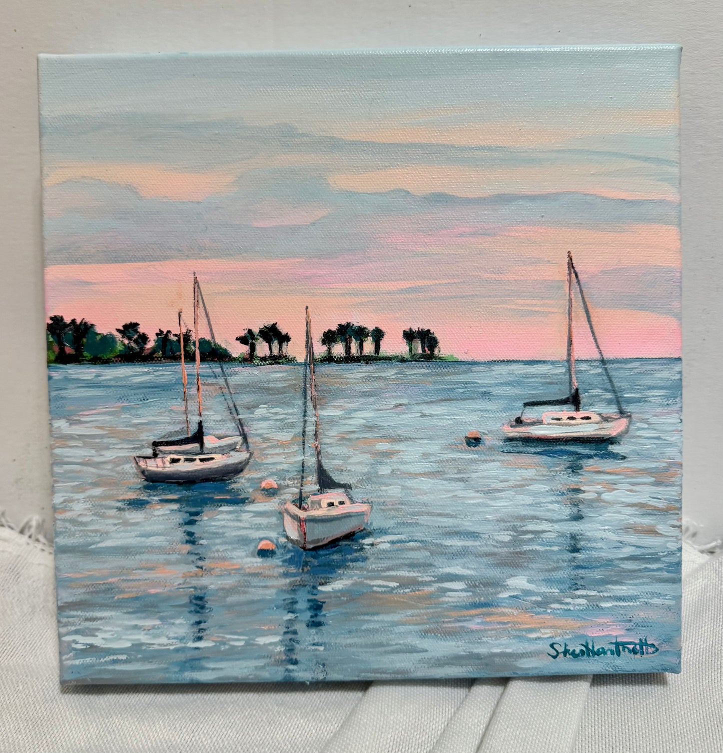 "Sunset Sailing" Original Acrylic Painting- Seaside Collection
