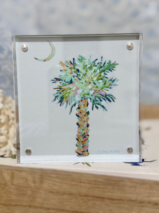 Palm and Moon- Acrylic framed print