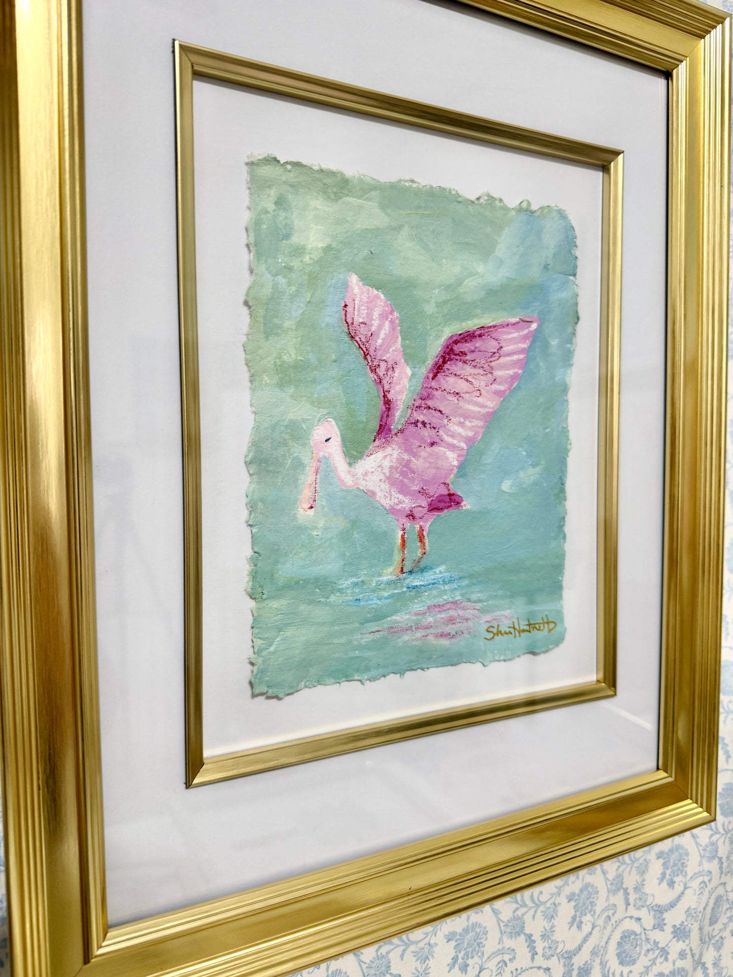 Roseate Spoonbill Original- 11x14 gold framed- 1 of 3