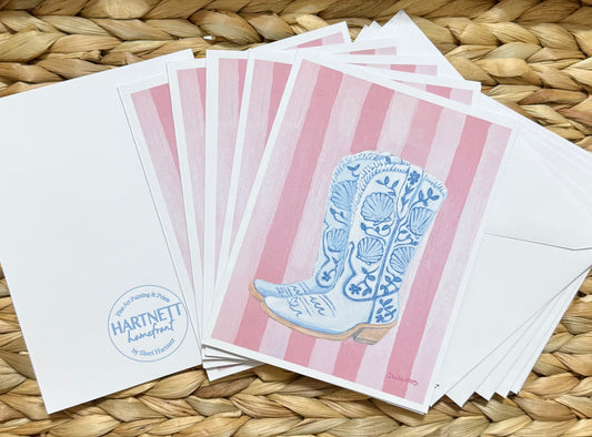 Large Blank Card Set of 6- Coastal Cowgirl Boots