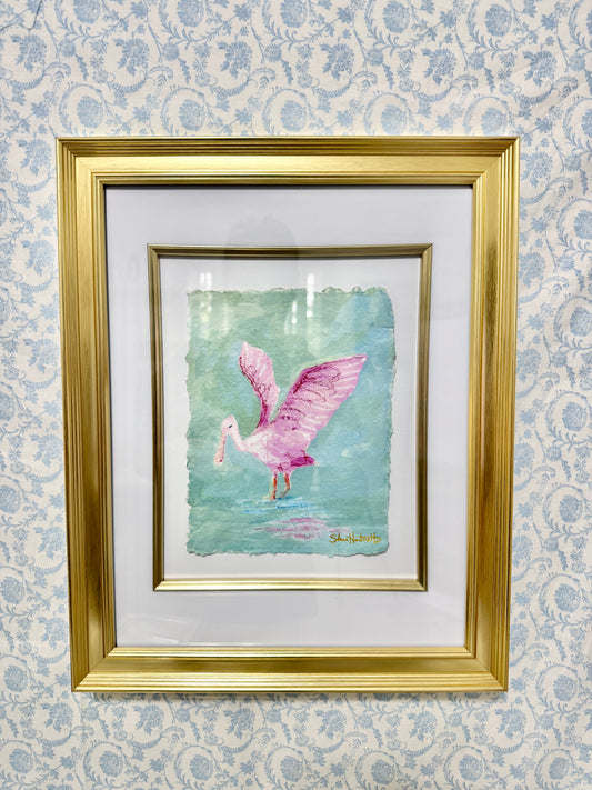 Roseate Spoonbill Original- 11x14 gold framed- 1 of 3