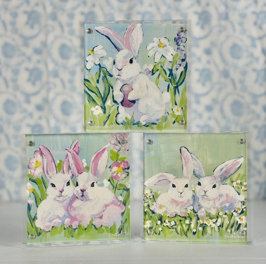 Bunny Art Prints – Acrylic Framed Spring Nursery Decor