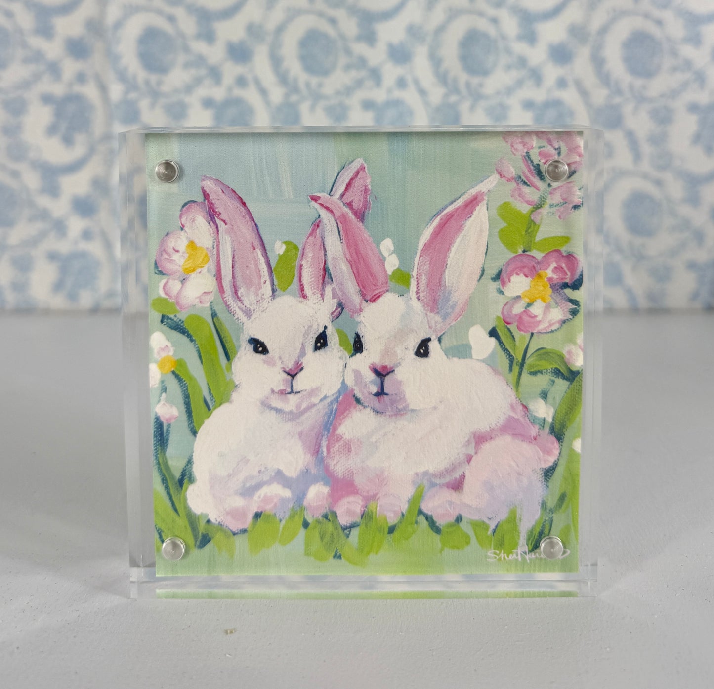 Bunny Art Prints – Acrylic Framed Spring Nursery Decor