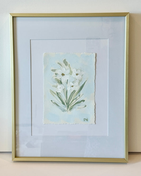 Original Floral Acrylic Painting | 5x7 Deckled Edge Paper