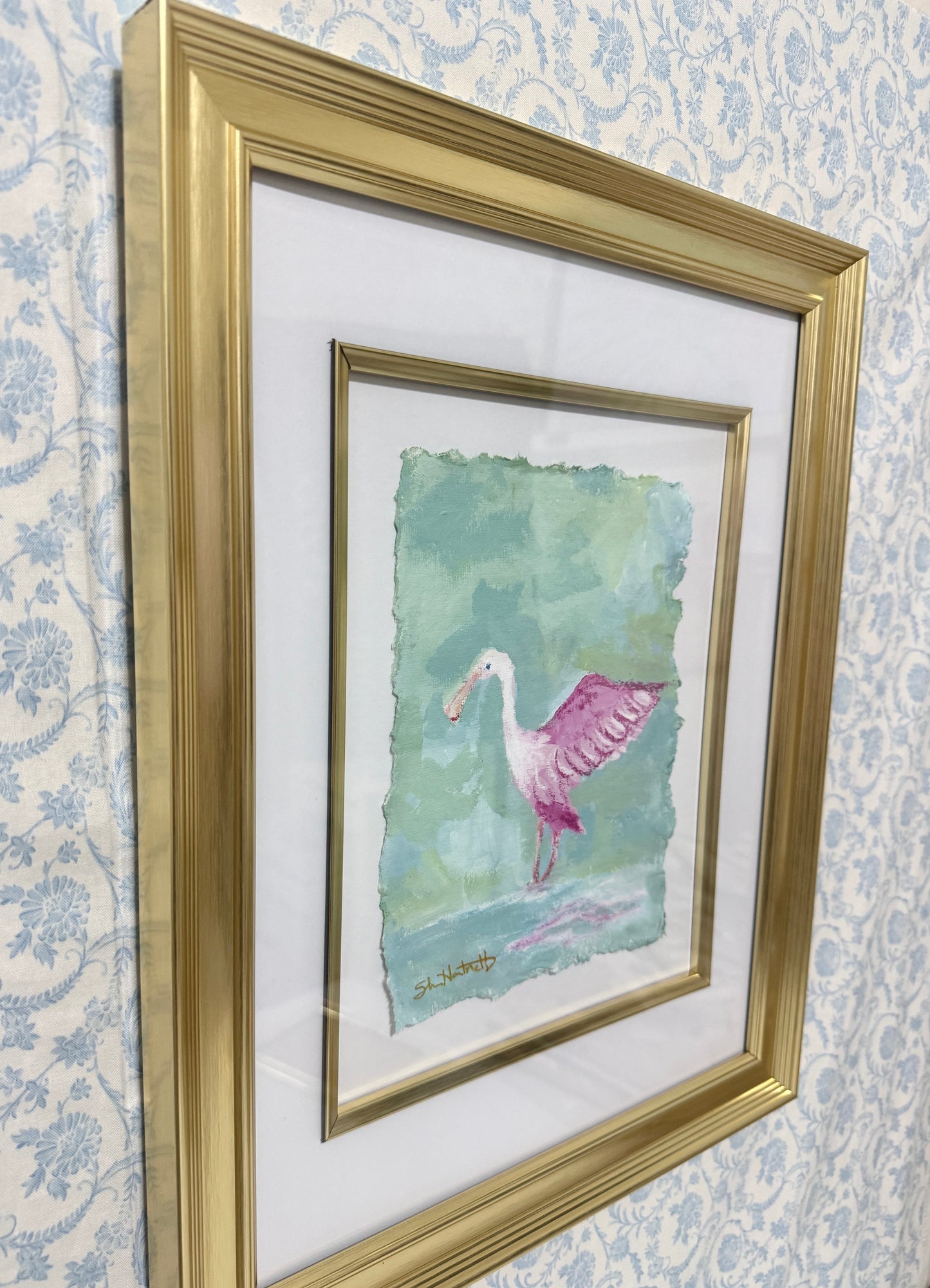 Roseate Spoonbill Original- 11x14 gold framed- 2 of 3