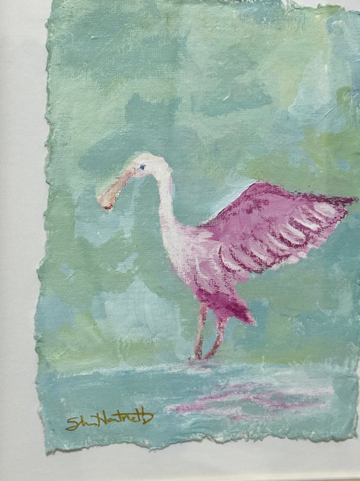 Roseate Spoonbill Original- 11x14 gold framed- 2 of 3