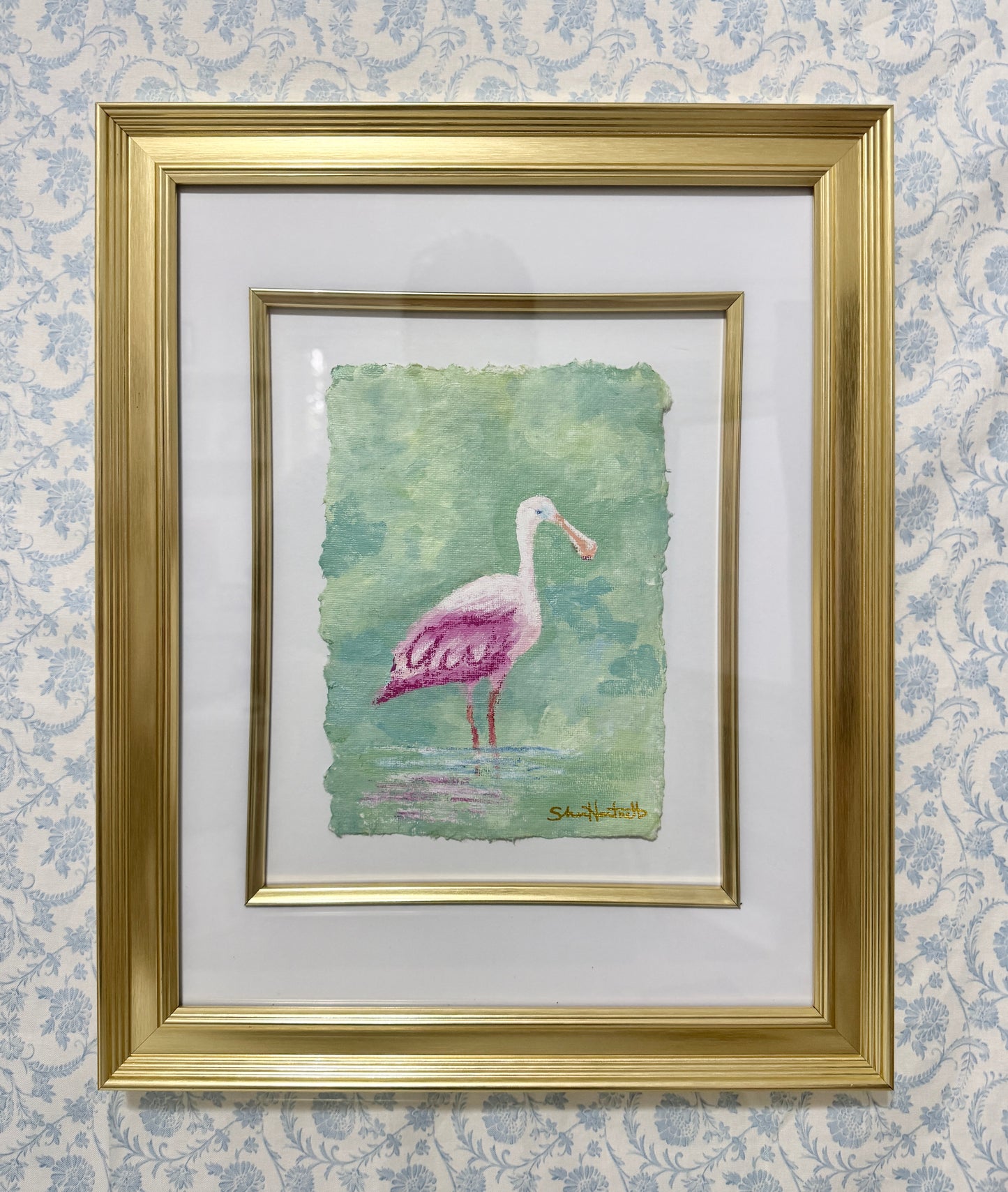 Roseate Spoonbill Original- 11x14 gold framed- 3 of 3