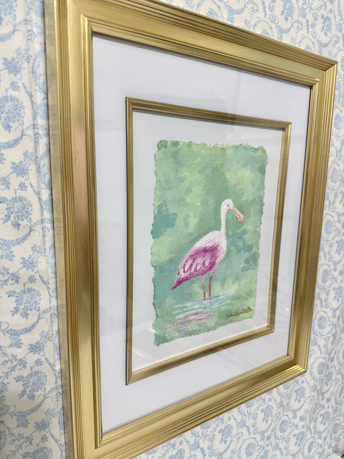 Roseate Spoonbill Original- 11x14 gold framed- 3 of 3