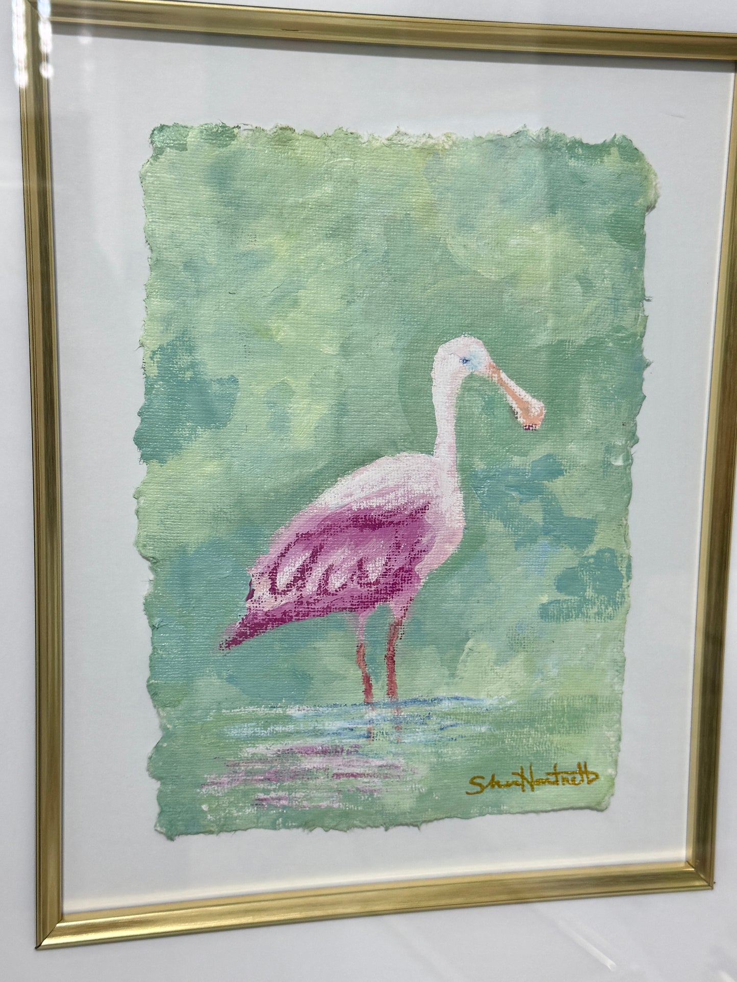 Roseate Spoonbill Original- 11x14 gold framed- 3 of 3