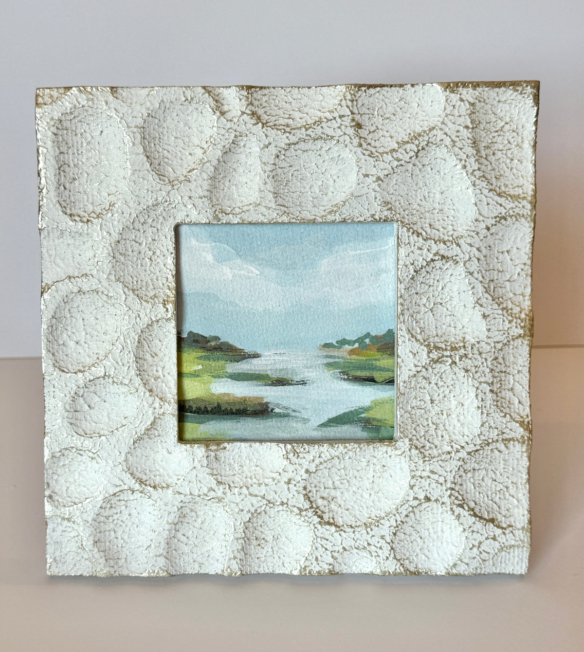 Marsh Landscape Framed Fine Art Print - White & Gold Frame