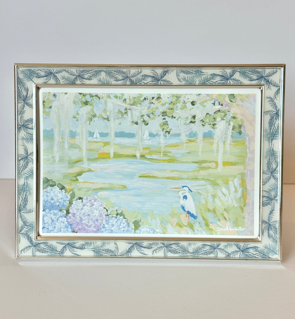 Lowcountry Lullaby Framed Fine Art Print - Silver & Blue Palm Frame