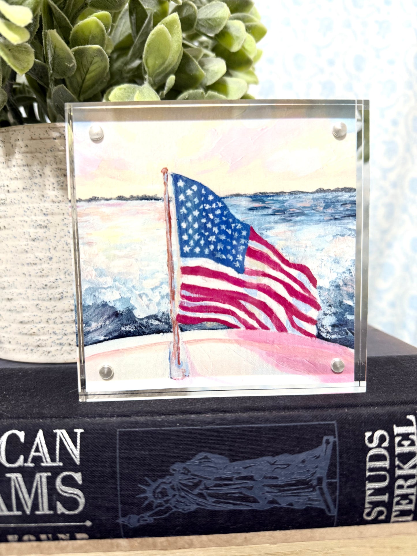 Salt Life – Coastal American Flag Acrylic Block Art Print | 4x4 Pack of 4 or 8x8 Pack of 2 | Wholesale Patriotic Coastal Decor