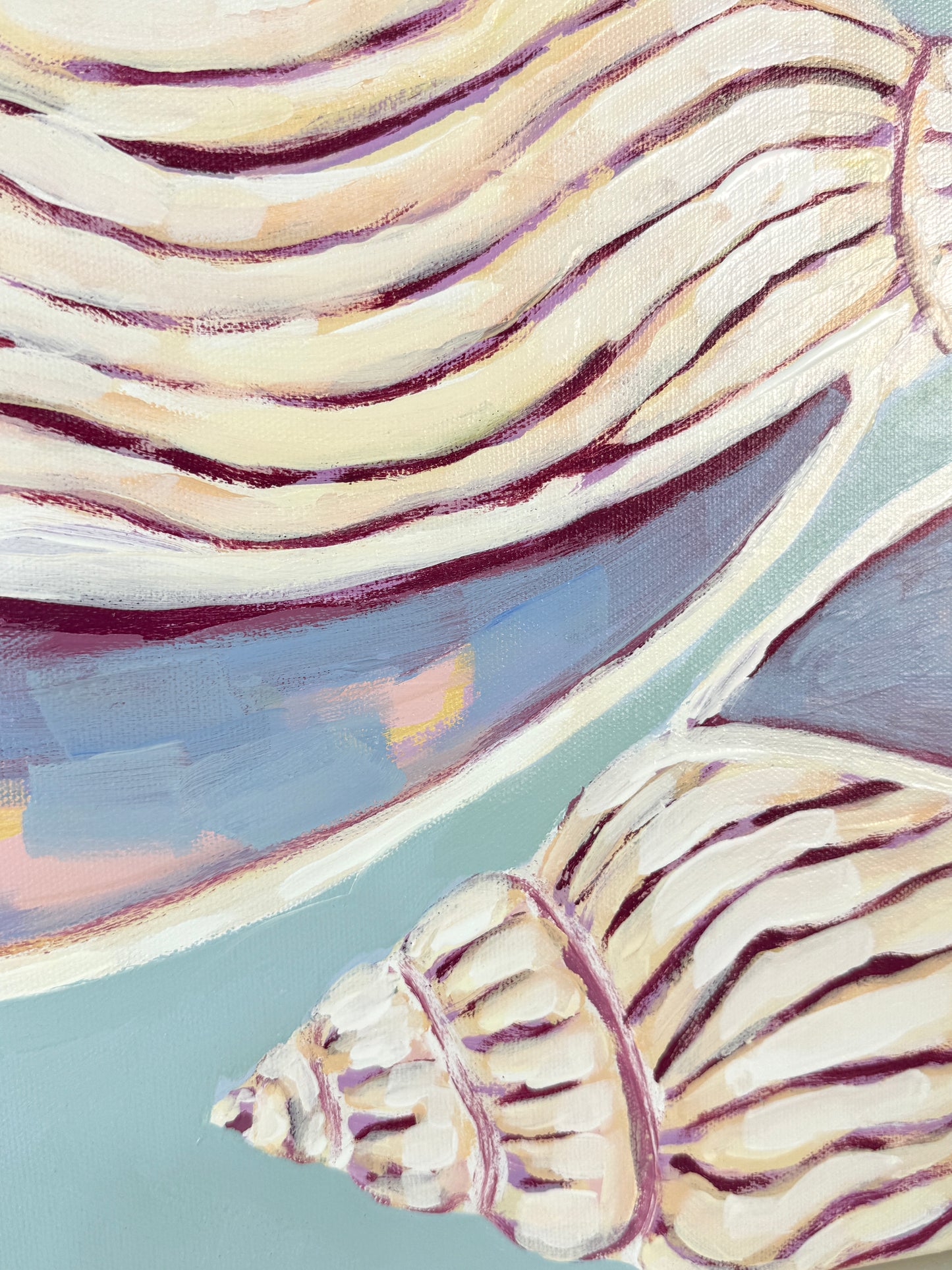 Amoria Zebra — Original Acrylic Shell Painting (Framed 13x13)