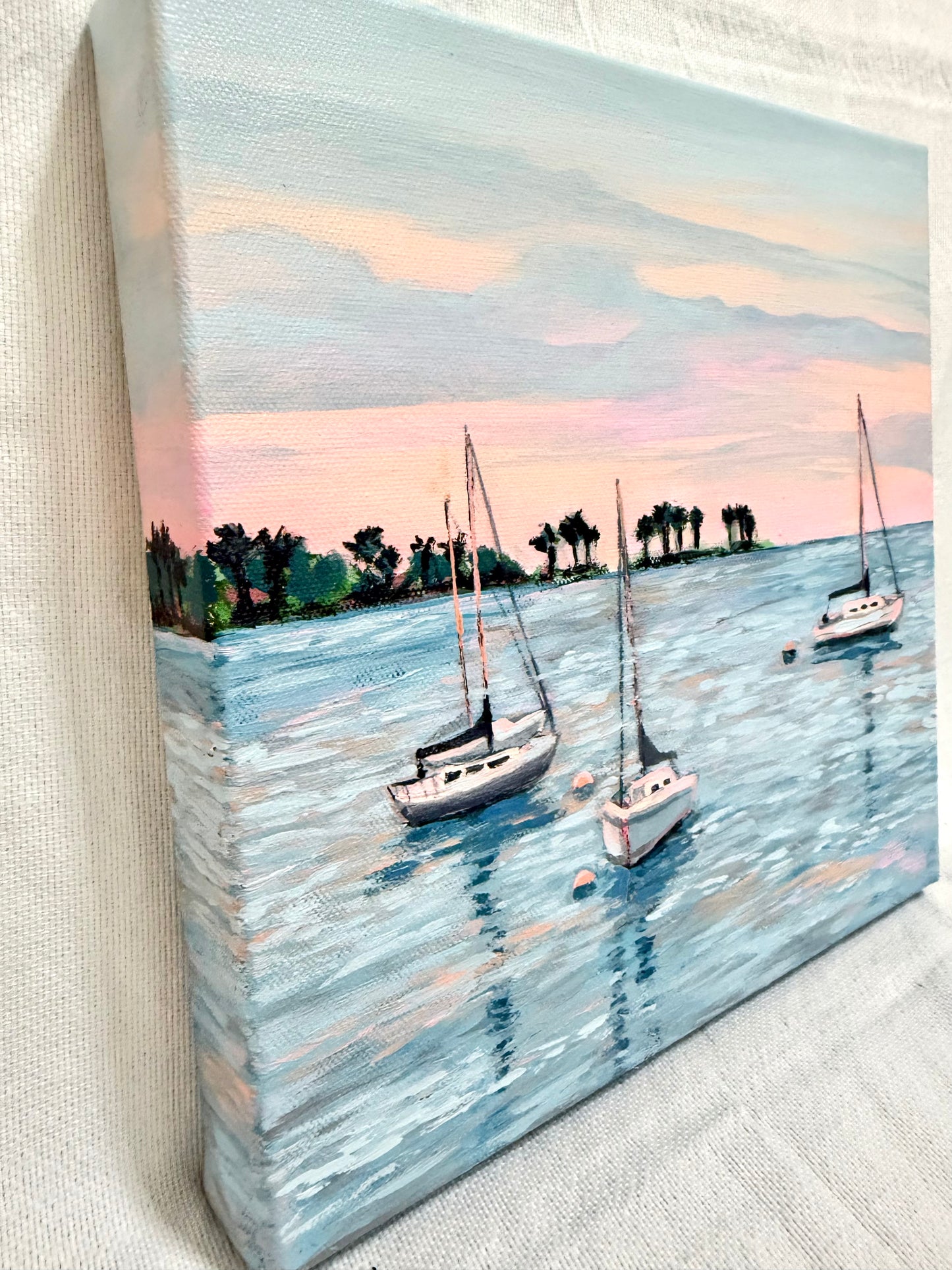 "Sunset Sailing" Original Acrylic Painting- Seaside Collection