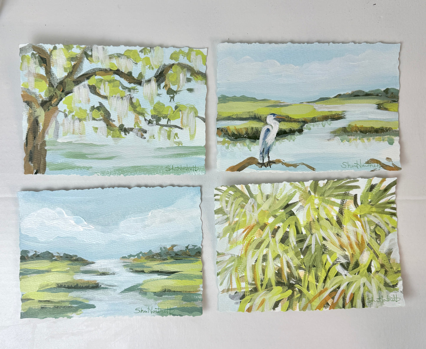 Lowcountry Calm Collection — Set of 4 Original 5x7 Coastal Paintings- No. 1