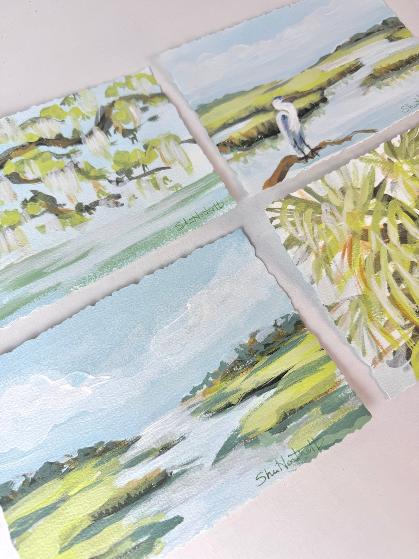 Lowcountry Calm Collection — Set of 4 Original 5x7 Coastal Paintings- No. 1
