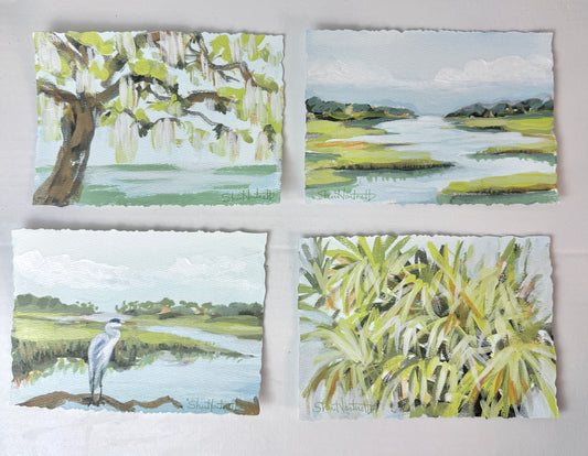 Lowcountry Calm Collection — Set of 4 Original 5x7 Coastal Paintings- No. 2
