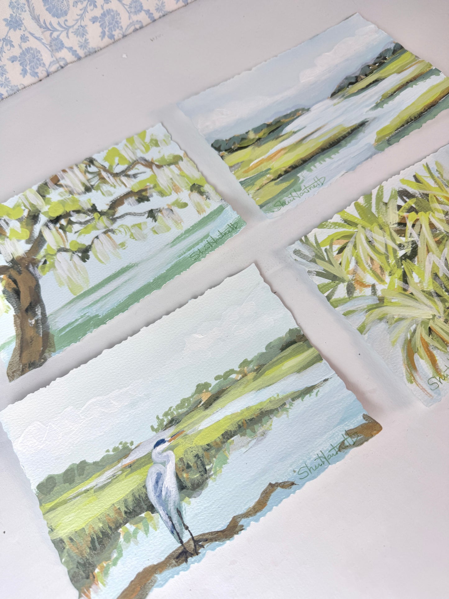 Lowcountry Calm Collection — Set of 4 Original 5x7 Coastal Paintings- No. 2