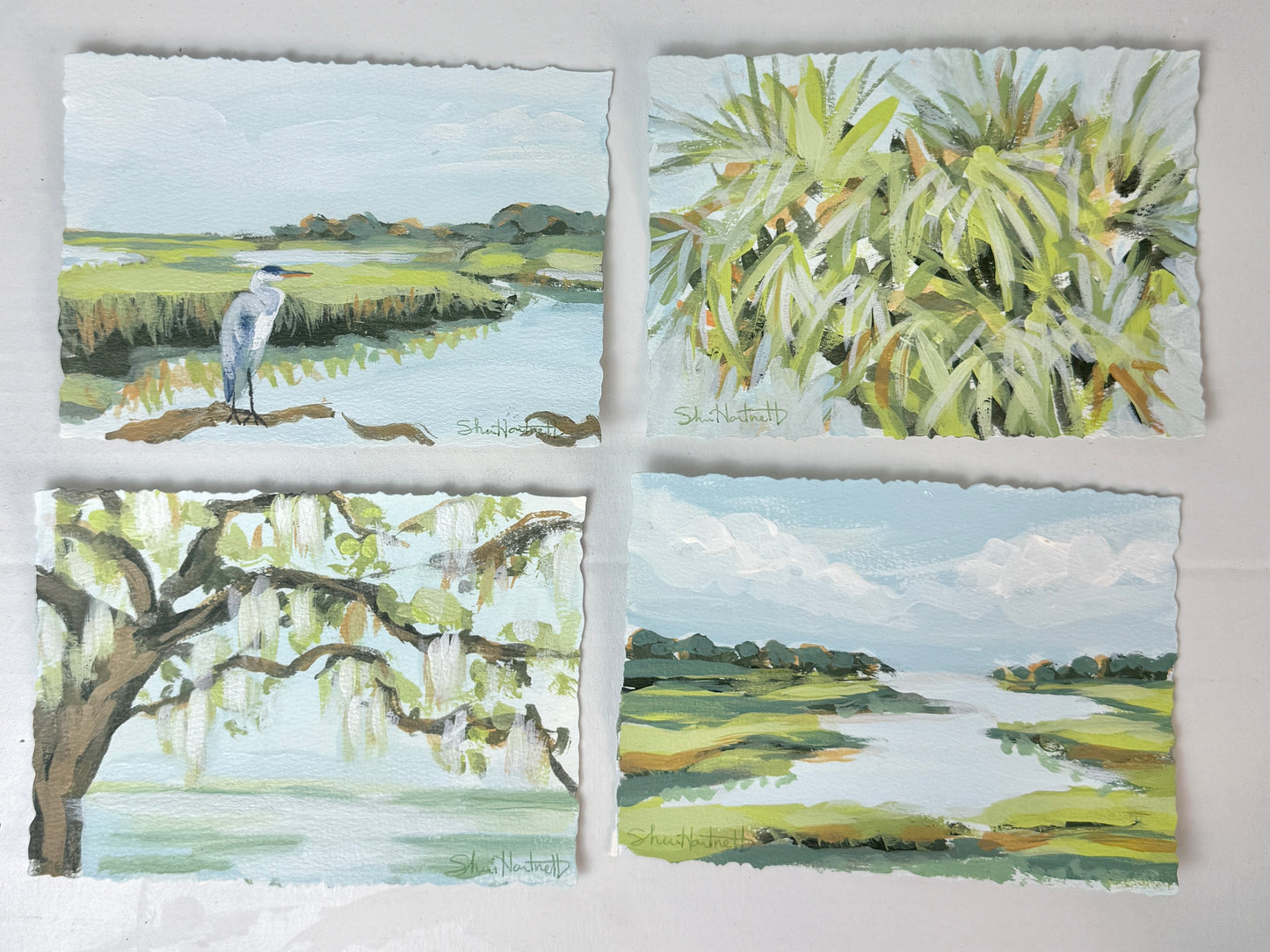 Lowcountry Calm Collection — Set of 4 Original 5x7 Coastal Paintings- No. 3